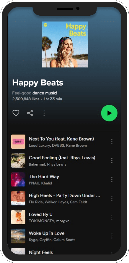 Spotify playlist placement on mobile