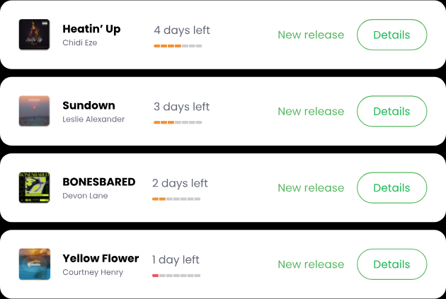 Campaign releases with days left and details